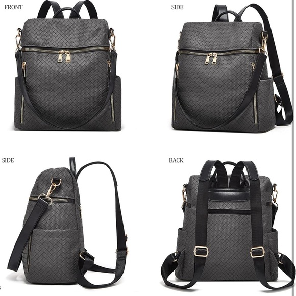 Womens Backpack Purse Leather Backpack Purse for Women Plaid black 2pack main image 5